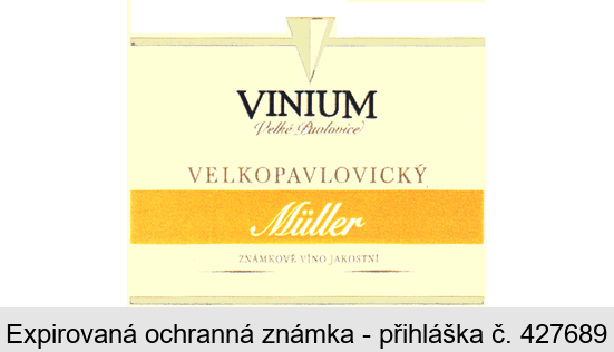 VINIUM Velké Pavlovice VELKOPAVLOVICKÝ Müller ZNÁMKOVÉ VÍNO JAKOSTNÍ