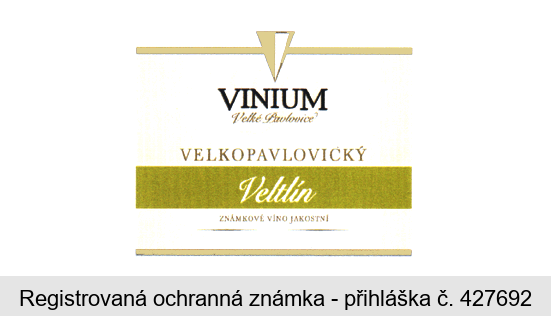 VINIUM Velké Pavlovice VELKOPAVLOVICKÝ Veltlín ZNÁMKOVÉ VÍNO JAKOSTNÍ