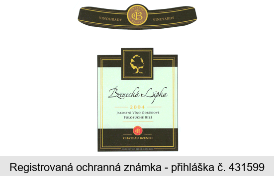 Bzenecká Lipka 2004 JAKOSTNÍ VÍNO ODRŮDOVÉ POLOSUCHÉ BÍLÉ CHATEAU BZENEC