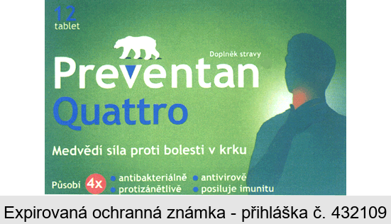 Preventan Quattro Medvědí síla proti bolesti v krku