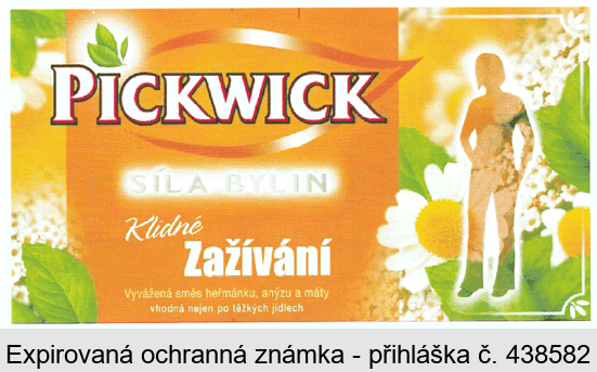 PICKWICK SÍLA BYLIN Klidné Zažívání Vyvážená směs heřmánku, anýzu a máty vhodná nejen po těžkých jídlech