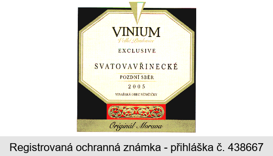 VINIUM Velké Pavlovice EXCLUSIVE SVATOVAVŘINECKÉ POZDNÍ SBĚR 2005 VINAŘSKÁ OBEC NĚMČIČKY Originál Morava