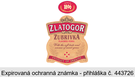ZLATOGOR ZUBRIVKA FLAVORED VODKA PRODUCT OF UKRAINE SINCE 1896
