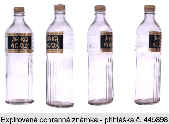 ORIGINÁLNÍ BYLINNÝ LIKÉR JA-KA MA-RUS OCHRANNÁ ZNÁMKA ZAPSÁNA OD ROKU 1932 VYROBENO PODLE PŮVODNÍ RECEPTURY