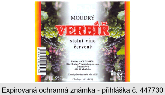 MOUDRÝ VERBÍŘ stolní víno červené