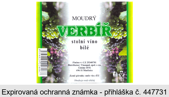 MOUDRÝ VERBÍŘ stolní víno bílé