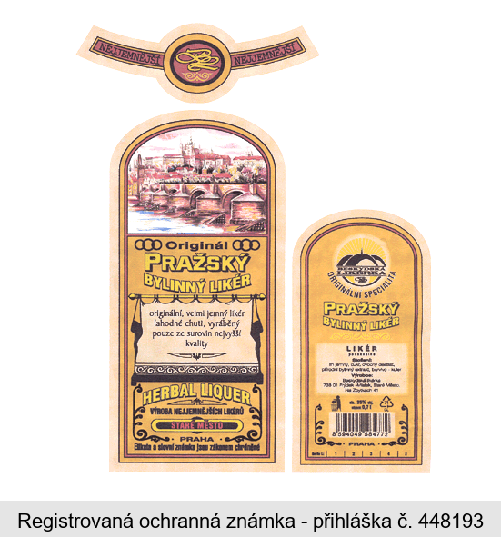 PRAŽSKÝ BYLINNÝ LIKÉR originální, velmi jemný likér lahodné chuti, vyráběný pouze ze surovin nejvyšší kvality HERBAL LIQUER
