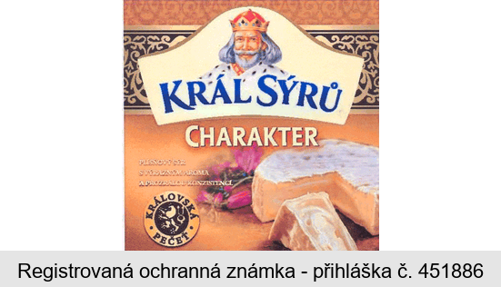 KRÁL SÝRŮ CHARAKTER KRÁLOVSKÁ PEČEŤ