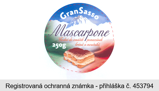 GranSasso Mascarpone Vhodné do omáček pomazánek krémů a moučníků