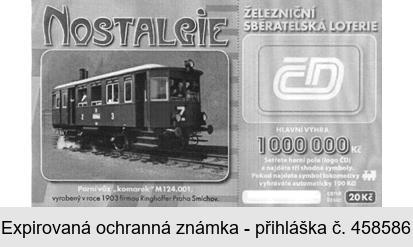 NOSTALGIE ŽELEZNIČNÍ SBĚRATELSKÁ LOTERIE ČD