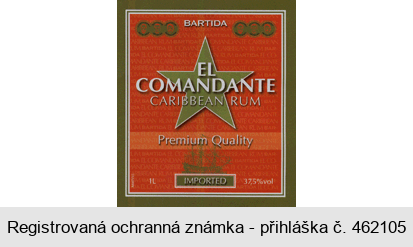 BARTIDA EL COMANDANTE CARIBBEAN RUM Premium Quality IMPORTED