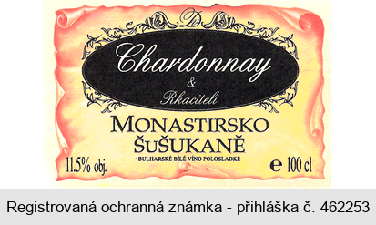 Chardonnay & Rkaciteli MONASTIRSKO ŠUŠUKANĚ BULHARSKÉ BÍLÉ VÍNO POLOSLADKÉ