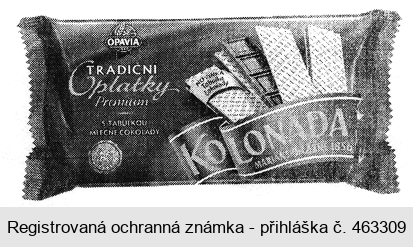 OPAVIA 1840 TRADIČNÍ Premium KOLONÁDA S TABULKOU MLÉČNÉ ČOKOLÁDY Mariánské Lázně 1856