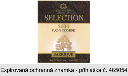 VÍNO MIKULOV SOMMELIER CLUB SELECTION BARRIQUE 2004 SUCHÉ ČERVENÉ