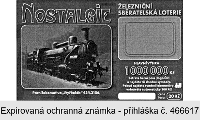 NOSTALGIE ŽELEZNIČNÍ SBĚRATELSKÁ LOTERIE