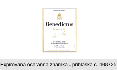 Benedictus benedictio Le 2 Vin Vin de Pays de la Haute Vallée de l´Aude
