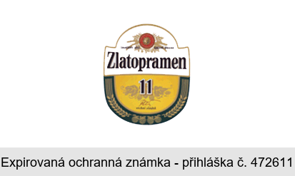 Zlatopramen 11 ZALOŽENO 1642 KRÁSNÉ BŘEZNO TRADIČNÍ ČESKÉ PIVO vrchní sládek