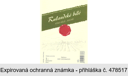 Rulandské bílé VÍNO BÍLÉ - SUCHÉ
