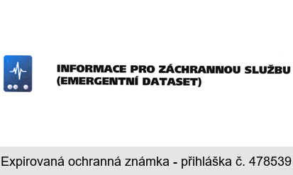 INFORMACE PRO ZÁCHRANNOU SLUŽBU (EMERGENTNÍ DATASET)