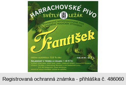 HARRACHOVSKÉ PIVO SVĚTLÝ LEŽÁK František H 1712