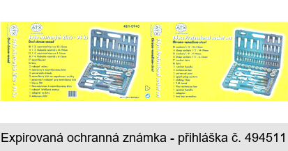 ATX Professional - Sada nástrčných klíčů - 94 ks Ocel-chrom-vanad