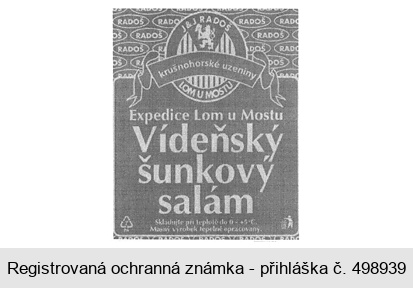 Vídeňský šunkový salám J&J RADOŠ  krušnohorské uzeniny LOM U MOSTU RADOŠ