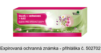 ŠALVĚJ + HEŘMÁNEK + SLÉZ  ÚLEVA PRO DÝCHACÍ CESTY Natur Produkt