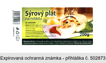 Sýrový plát na roládu