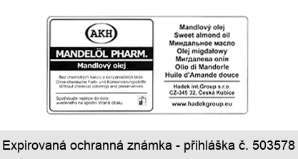 AKH MANDELÖL PHARM. Mandlový olej