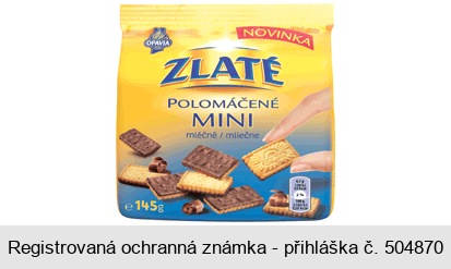 Zlaté Polomáčené mini mléčné / mliečne OPAVIA