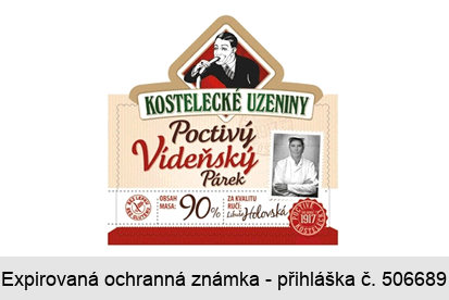 KOSTELECKÉ UZENINY Poctivý Vídeňský Párek POCTIVĚ KOSTELECKY OD ROKU 1917