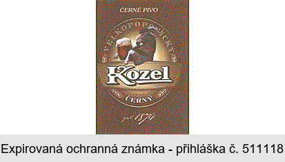 ČERNÉ PIVO VELKOPOPOVICKÝ Kozel ČERNÝ zal.1874