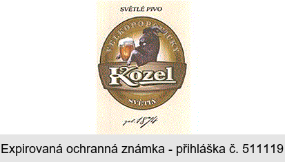 SVĚTLÉ PIVO VELKOPOPOVICKÝ Kozel SVĚTLÝ zal. 1874