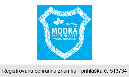 BARTIDA MODRÁ PEPRMINT LIKÉR VYROBENO Z MÁTY PEPRNÉ