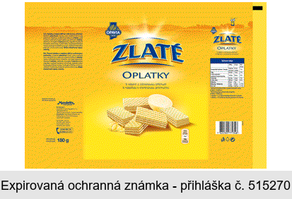 ZLATÉ OPLATKY s náplní s citronovou příchutí OPAVIA