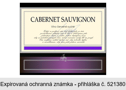 CABERNET SAUVIGNON Víno červené suché MJ