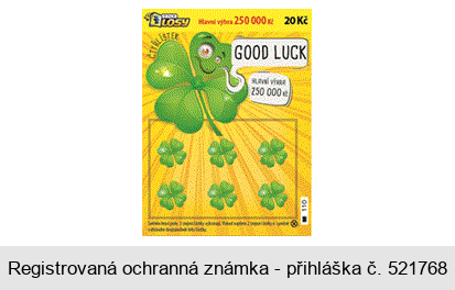 GOOD LUCK SAZKA LOSY Hlavní výhra 250 000 Kč ČTYŘLÍSTEK