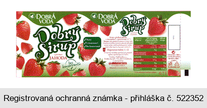 DOBRÁ VODA Dobrý Sirup s příchutí JAHODA