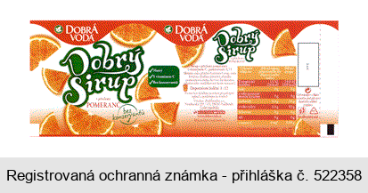 DOBRÁ VODA Dobrý Sirup s příchutí POMERANČ