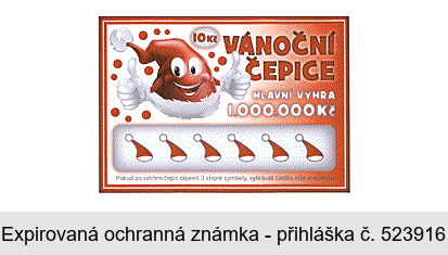 VÁNOČNÍ ČEPICE HLAVNÍ VÝHRA 1.000.000 Kč