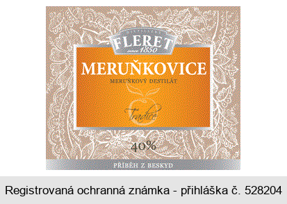 DISTILLERY FLERET since 1850 MERUŇKOVICE MERUŇKOVÝ DESTILÁT TRADICE 40% PŘÍBĚH Z BESKYD