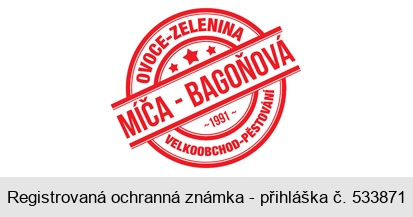 OVOCE-ZELENINA MÍČA - BAGOŇOVÁ 1991 VELKOOBCHOD-PĚSTOVÁNÍ