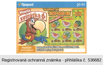 Veselá zvířátka 6 Tipsport 20 Kč Vahrajte až 100 000 Kč