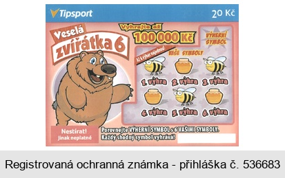 Veselá zvířátka 6 Tipsport 20 Kč Vyhrajte až 100 000 Kč