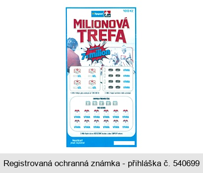 Tipsport MILIONOVÁ TREFA Hlavní výhry 7x milion