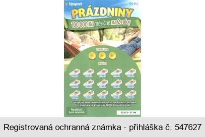 Tipsport PRÁZDNINY 100 000 Kč měsíčně na 2 roky