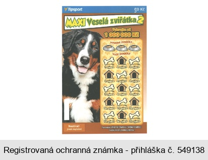 MAXI Veselá zvířátka 2 Tipsport 50 Kč