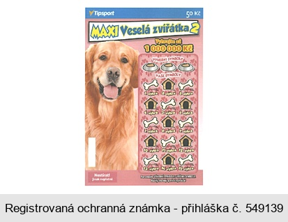 MAXI Veselá zvířátka 2 Tipsport 50 Kč