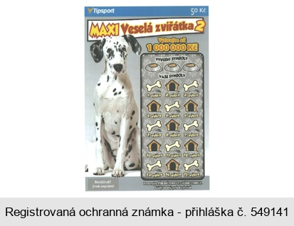 MAXI Veselá zvířátka 2 Tipsport 50 Kč