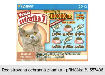 Veselá zvířátka 7 Tipsport 20 Kč Vyhrajte až 100 000 Kč